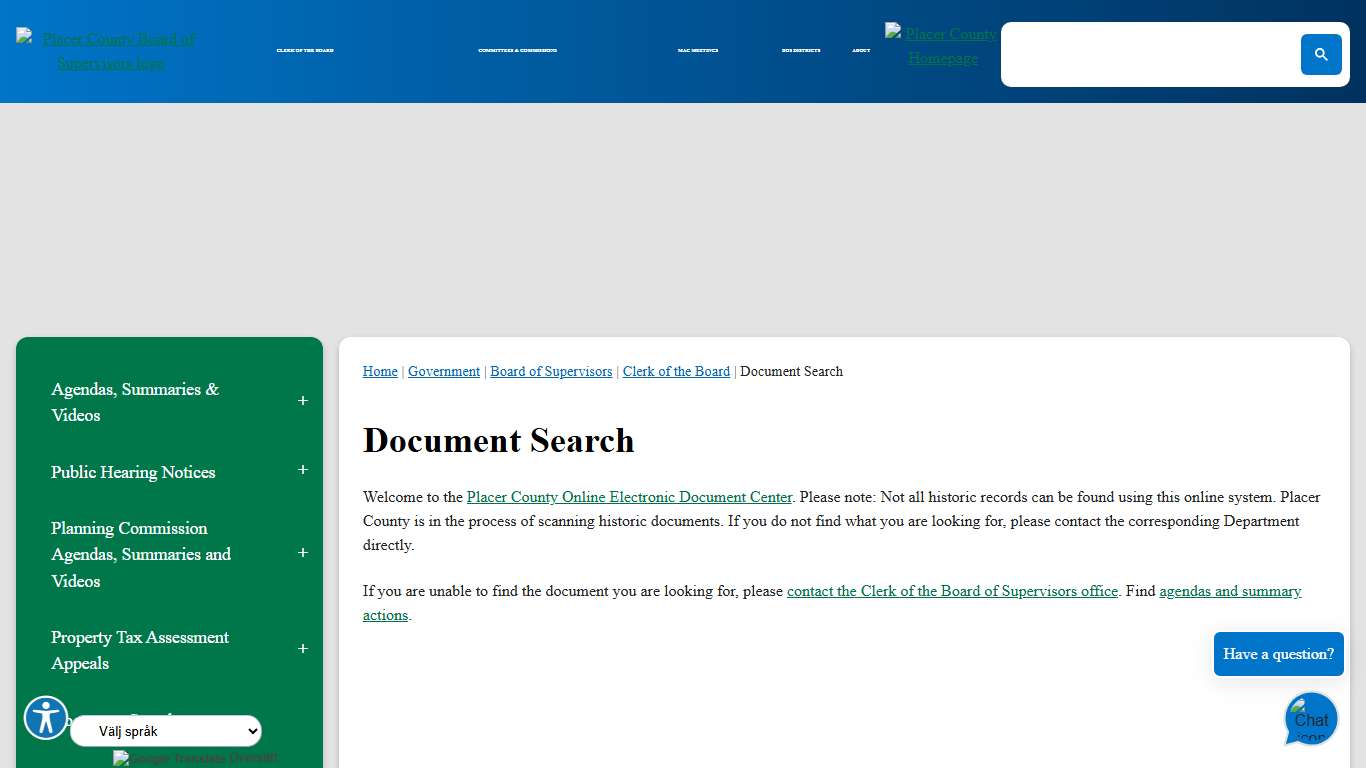 Document Search Placer County, CA