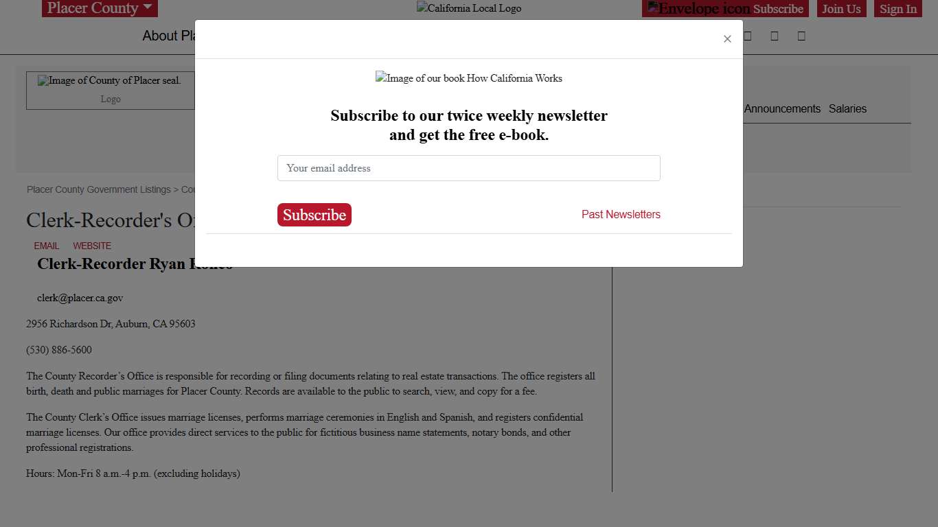 County of Placer Government Department